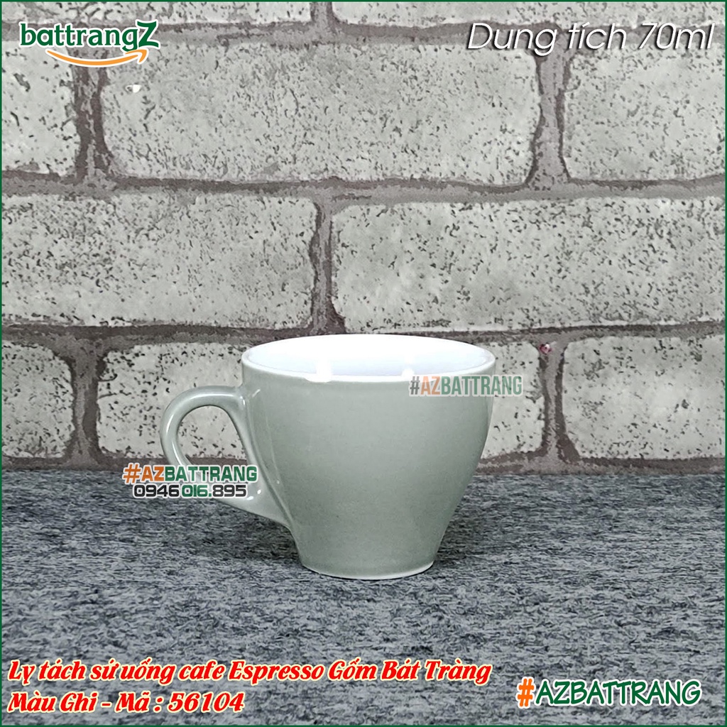 Bộ ly tách cafe sứ Espresso màu Ghi xám Gốm Bát Tràng