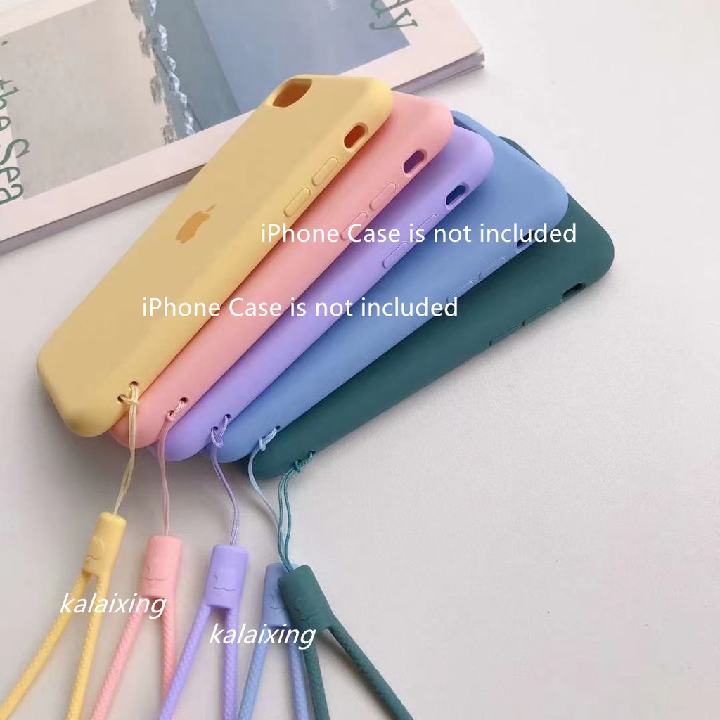 Dây đeo xỏ tay móc điện thoại bằng silicon màu trơn 20 màu pastel tùy chọn