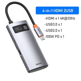 Hub chuyển đa năng Baseus Metal Gleam Series Multifunctional Docking Station (C to HDMI/USB3.0/ LAN/SD Card/ PD100W)