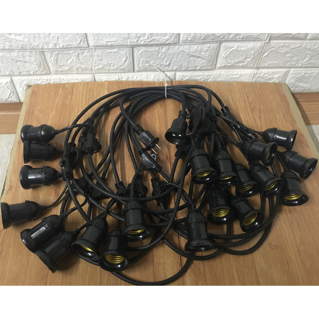 Dây đui đèn treo trang trí ngoài trời chống chịu nước 5m 10 đuôi 10m 20 đui E27 lựa chọn LH-xmx | BigBuy360 - bigbuy360.vn