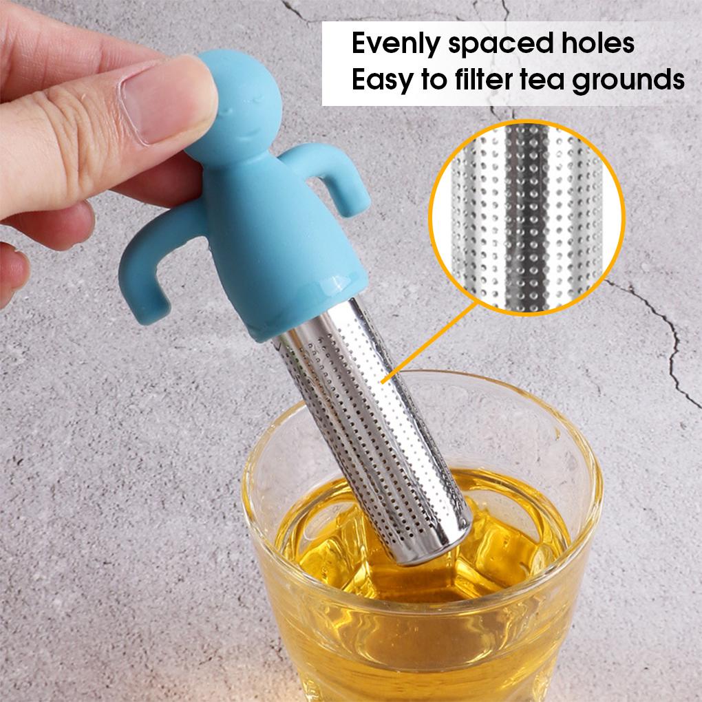 Dụng Cụ Lọc Trà Hình Người Nhỏ Bằng Thép Không Gỉ Tay Cầm Silicone
