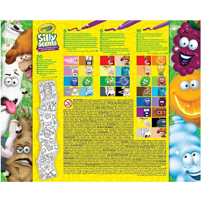 Bộ 32 bút màu thơm và 20 trang tô màu - Crayola Silly Scents Inspiration Art Kit