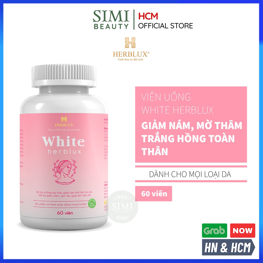 Viên uống trắng da WHITE HERBLUX chống lão hóa collagen làm đẹp da giảm thâm nám glutathione SIMI