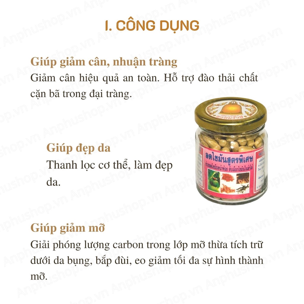 Giảm cân Đông Y, Khử mỡ Thái Lan 150 viên
