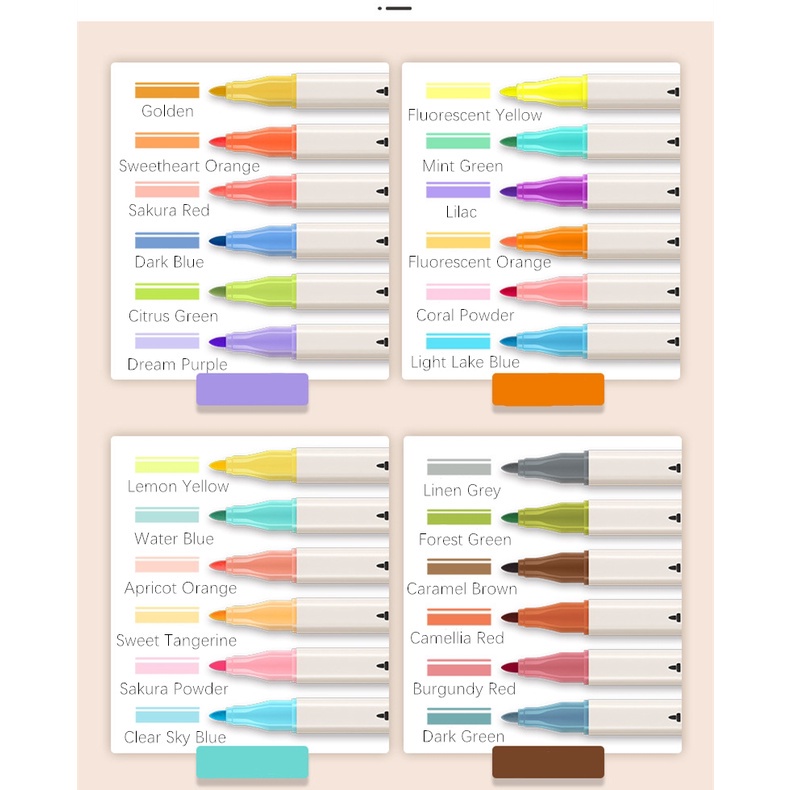 Bút highlight 24 màu hai đầu tiện dụng