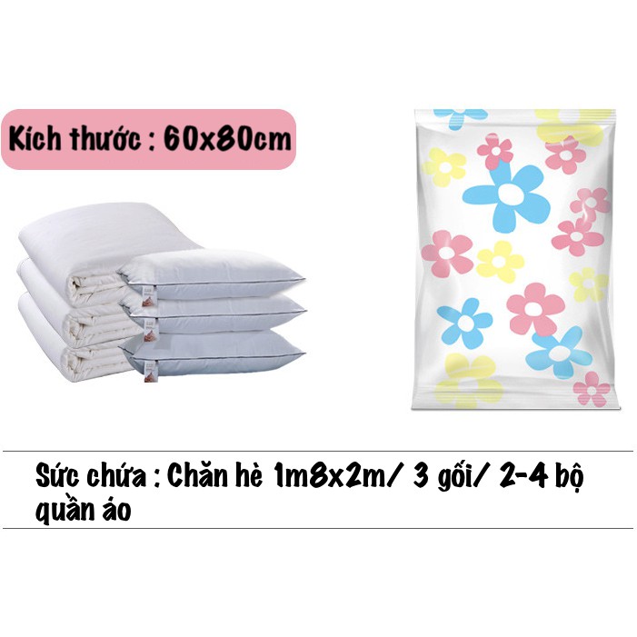 Túi Hút Chân Không Bảo Quản Quần Áo, Chăn Ga Chống Nấm Mốc Hoạ Tiết HOA H090