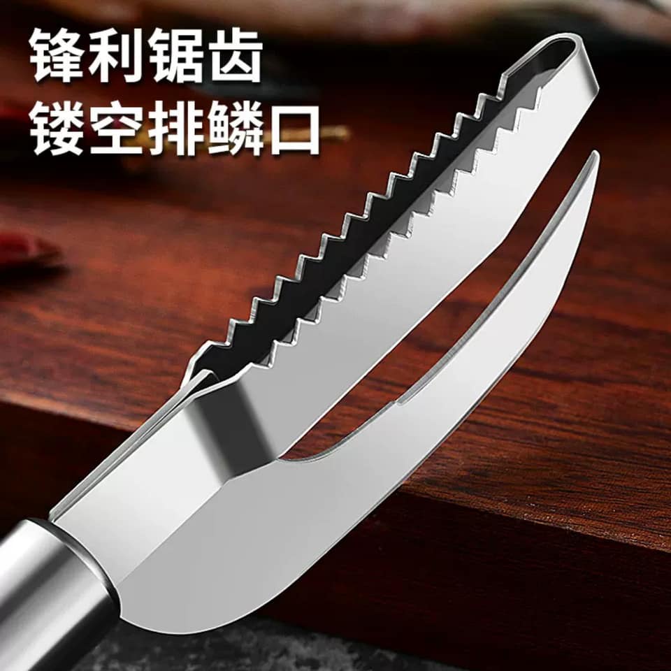 Dao Mổ Cá - Đánh Vẩy 2 Trong 1 Đa Năng Chất Liệu Thép Không Gỉ Tiện Ích Có Móc Treo