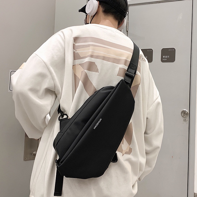 Túi Đeo Chéo Nam HAOSHUAI chống nước, dây đeo hai bên, kiểu dáng Hàn Quốc