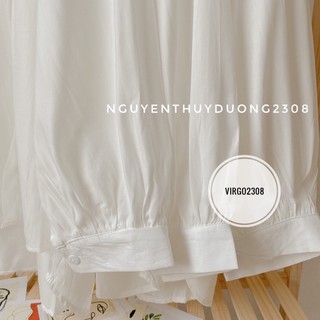 [Ảnh thật/Sẵn]Áo sơmi lụa hàn tay bồng/Áo sơmi trắng basic