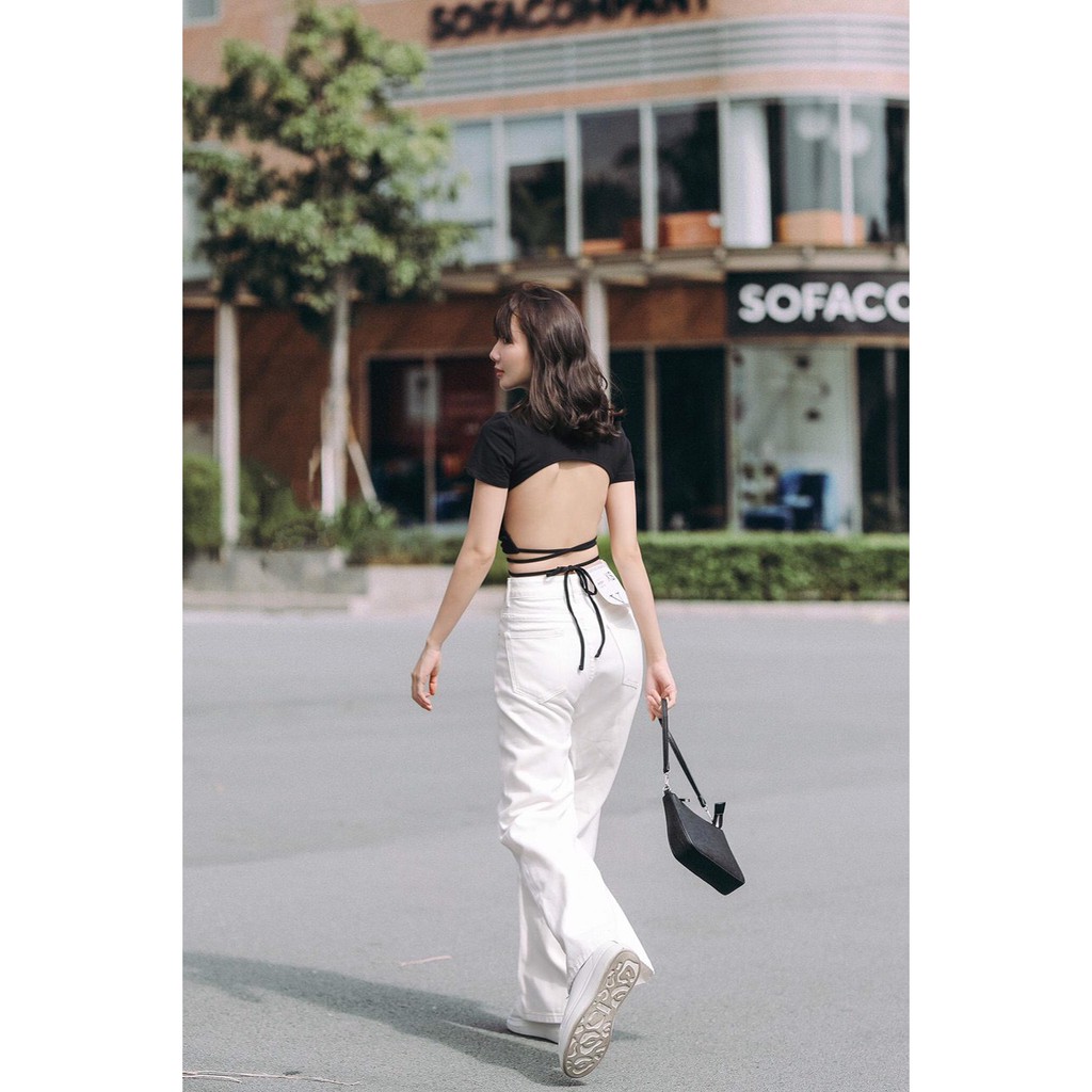 áo kiểu hở lưng cột dây eo sexy, chất thun gân, kiểu dáng thời trang, cá tính, hiện đại