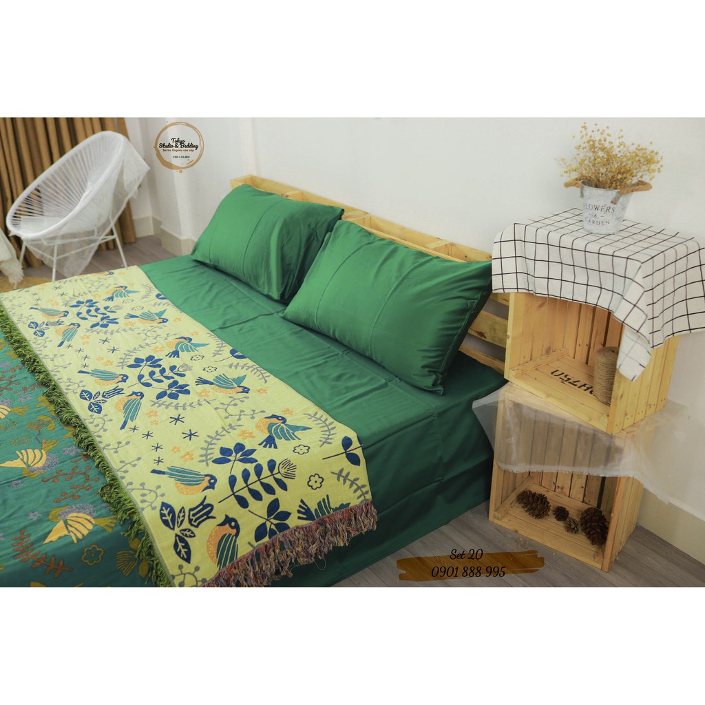 Set 20_Chăn Xô Cotton Sợi tre Organic_Dòng Basic &amp; Ga gối Lụa