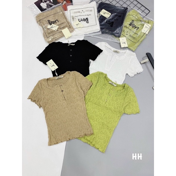 Áo xốp nhăn cúc cộc tay siêu hot