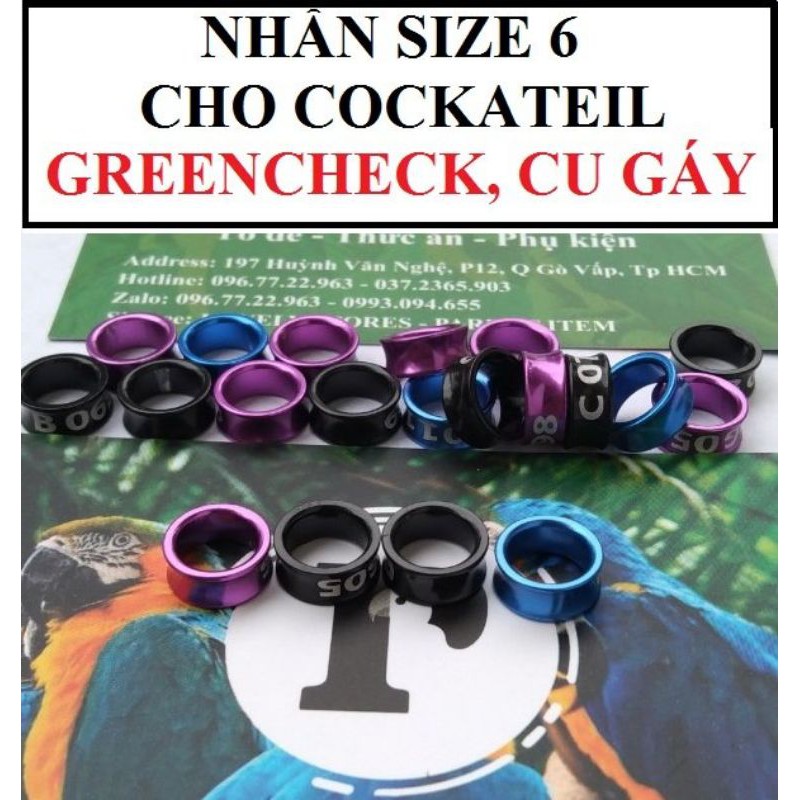 NHẪN CAO CẤP CHO YẾN VÀ CÁC DÒNG VẸT(nhiều màu sắc)