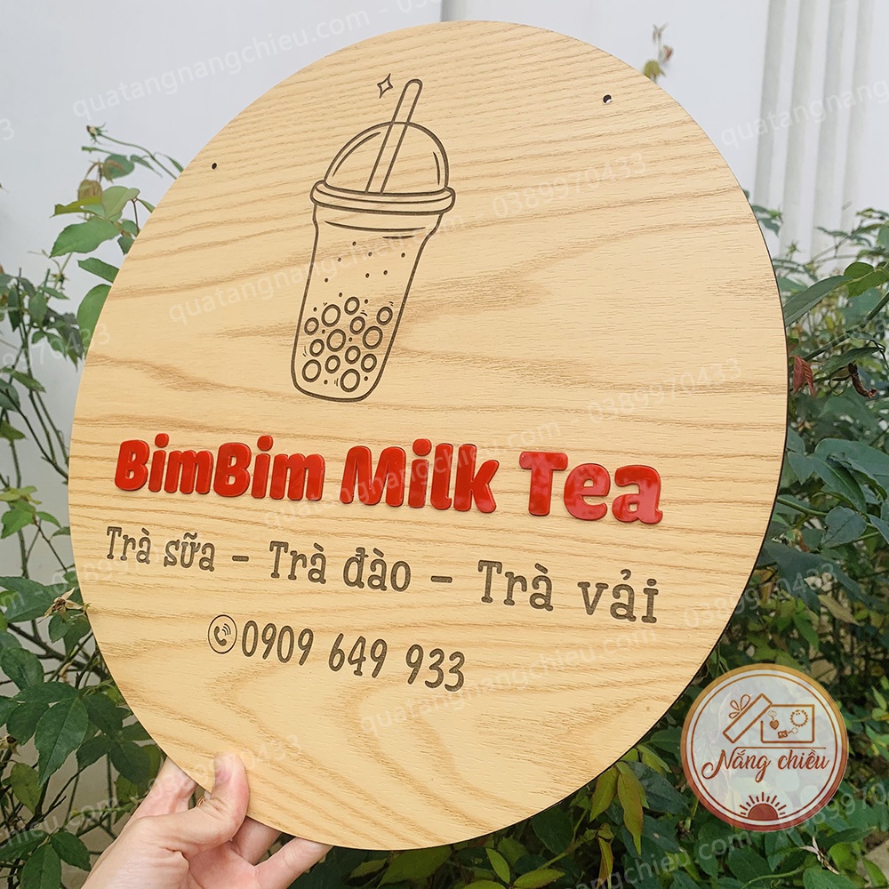 Bảng hiệu trang trí quán trà sữa, decor quán cà phê , trang trí cửa hàng khắc theo yêu cầu