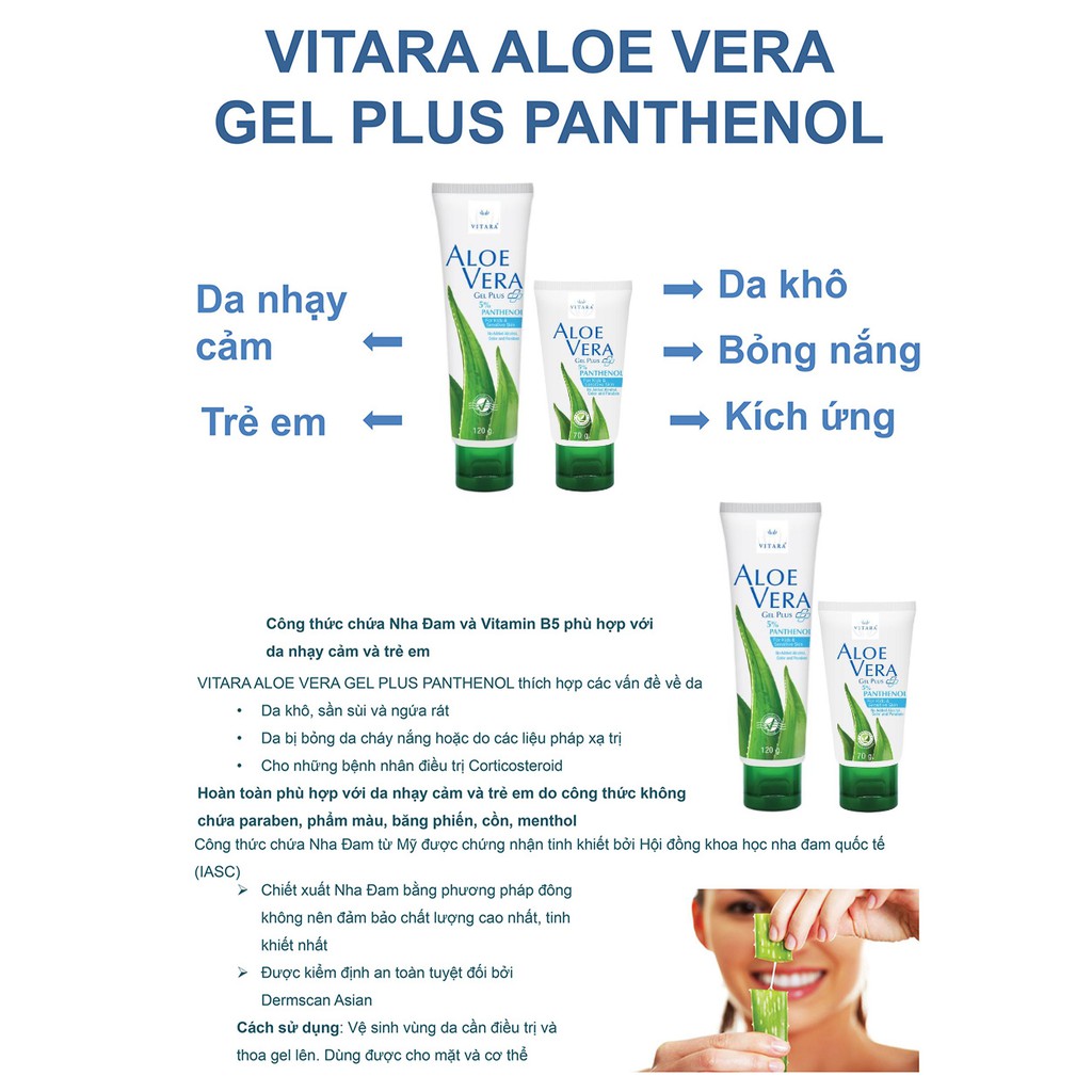 Gel Dưỡng Da, Dưỡng Ẩm Cho Bé Vitara Aloe Vera Gel Plus Panthenol