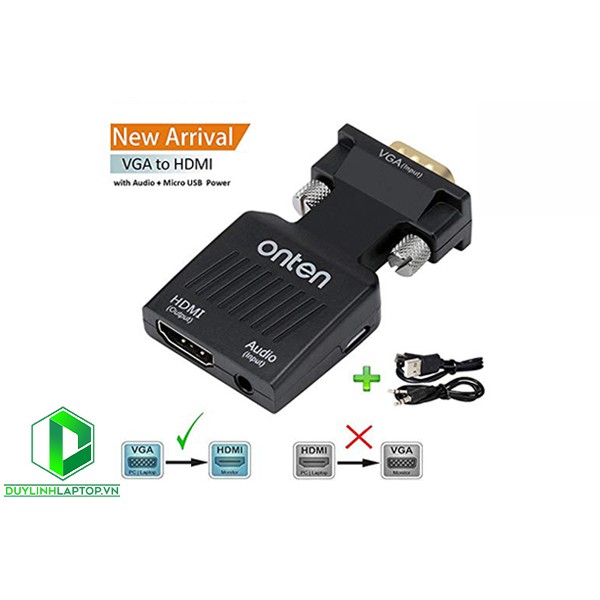 Đầu chuyển đổi VGA to HDMI hỗ trợ Audio Onten cao cấp _Hàng chính hãng