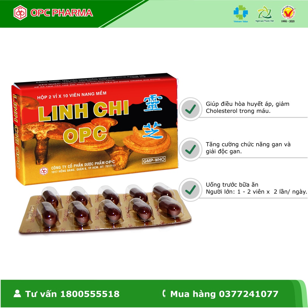 LINH CHI OPC - Điều hòa huyết áp, giảm Cholesterol, .... - Hàng chính hãng OPC.