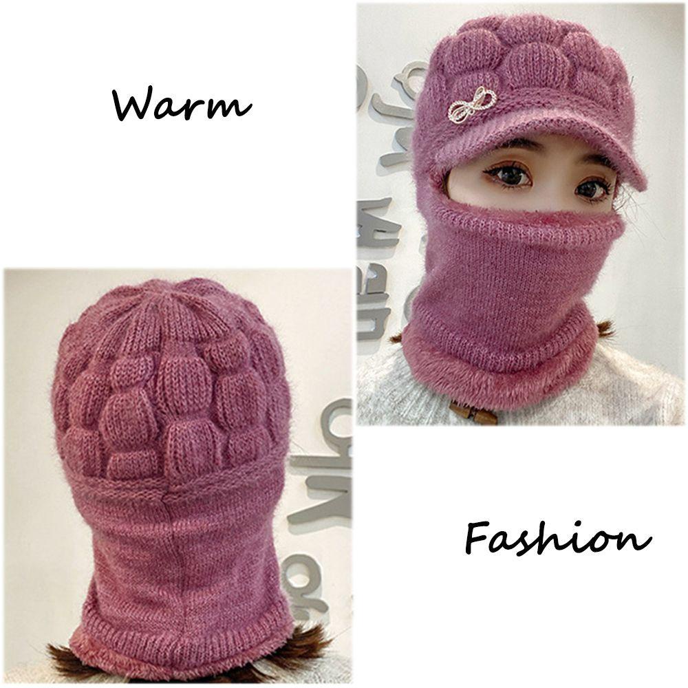 Future Mũ Len Lông Cừu San Hô Chống Gió Thời Trang Mùa Đông Cho Nữ Khi Đi Xe Đạp