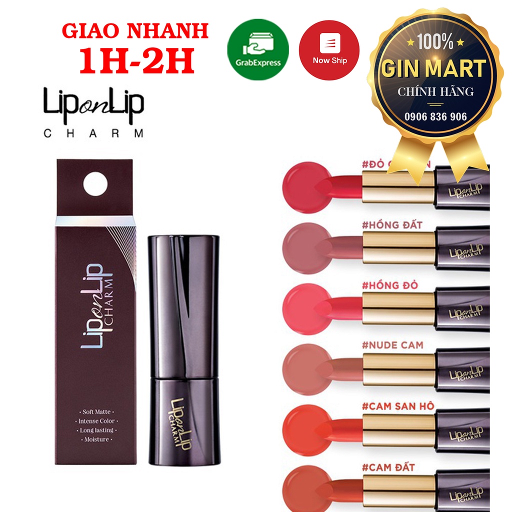Son Lip on Lip dòng Silky Matte, Diamond Shine, Water Color thỏi 2.2g, Charm thỏi 4g