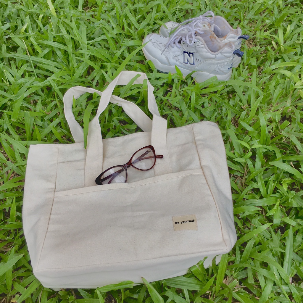 [Tặng kèm deal shock 19k, 45k] Túi tote bag Sunny kem vải canvas mộc Tadi house style vintage