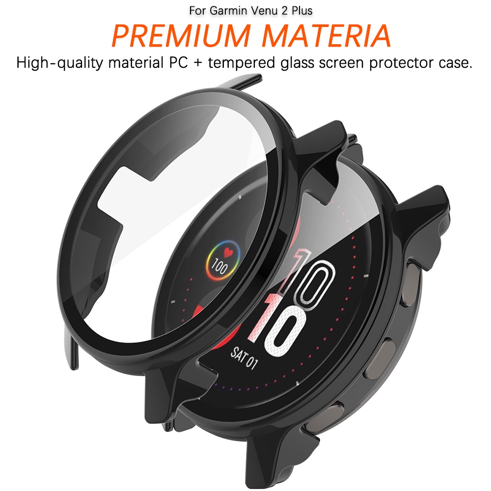 Ninki Ốp Bảo Vệ Chống Va Đập Có Kính Cường Lực Cho Garmin Venu 2 Plus/Venu 2 Plus Screen Protector Case