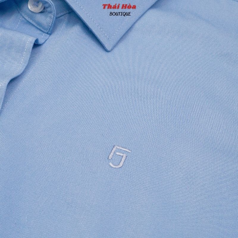 Áo sơ mi nữ tay ngắn cao cấp xanh kiểu công sở bigsize sợi tre Thái Hoà N8919-03-01