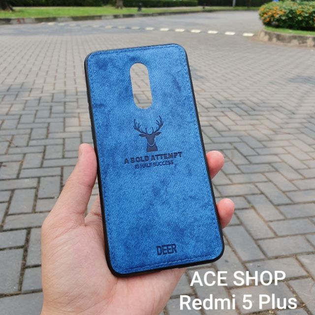 Ốp lưng Xiaomi Redmi 5 Plus vân da khắc hình Hươu nam tính rẻ đẹp