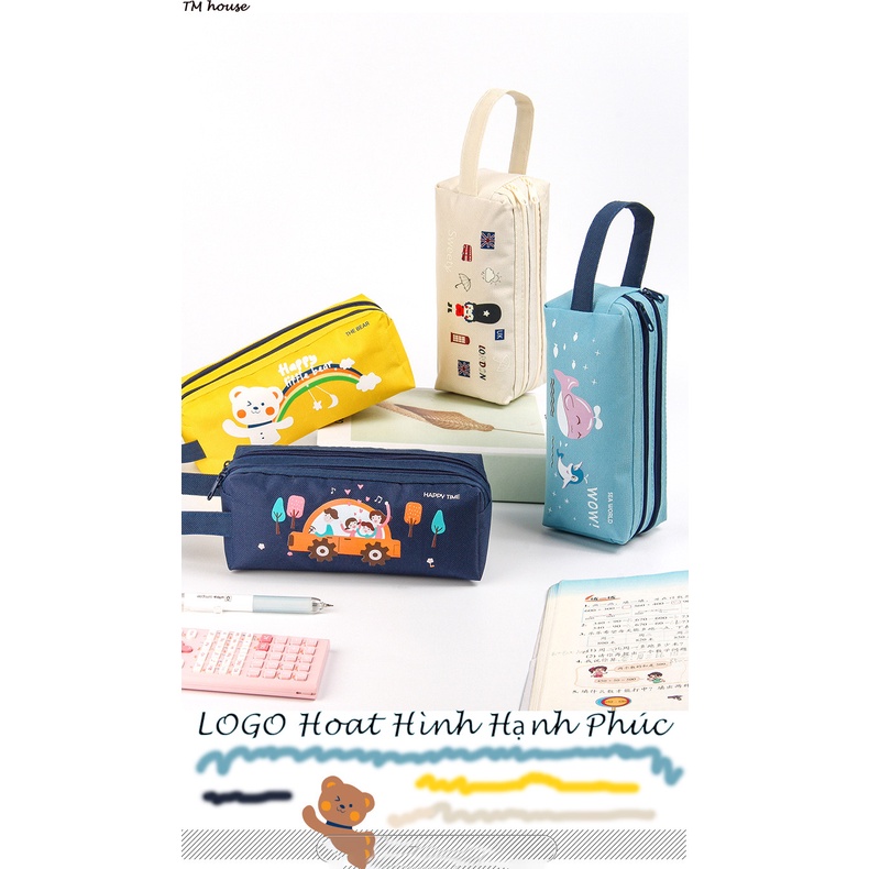 Hộp bút vải 2 ngăn Timon cute - thiết kế đẹp mắt - logo dễ thương - nhiều màu sắc