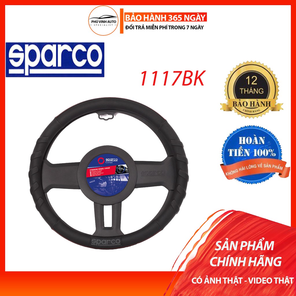 [Mã LIFEAU5SALE giảm 20k đơn 50k] Bọc vô lăng chính hãng SPARCO 1117BK - đầy đủ tem, khung chính hãng