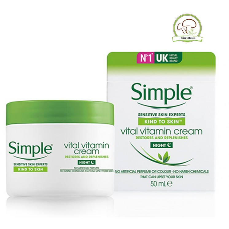 Kem Dưỡng Ẩm Simple Ngày, Đêm - Simple Day, Night Cream Kind To Skin Vital Vitamin 50ml