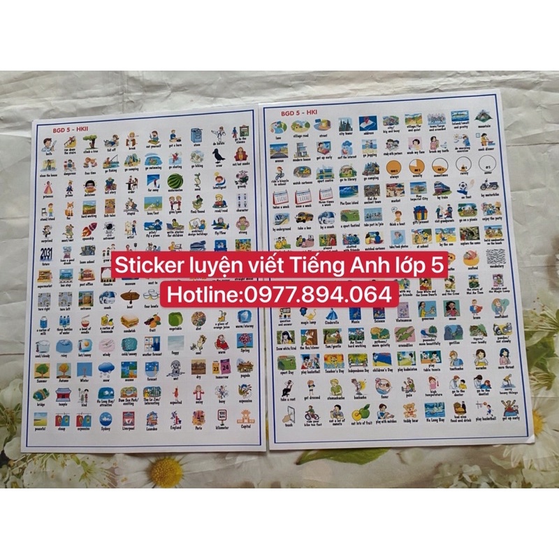 Combo Sticker luyện viết từ vựng Tiếng Anh lớp 1-2-3-4-5 -6