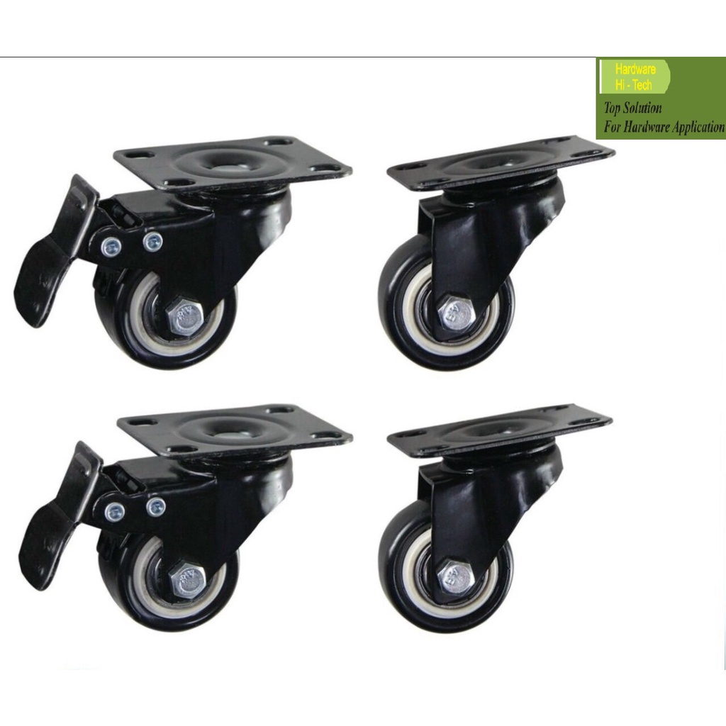 Bộ 4 Bánh xe loa kéo/ bánh xe đen chịu lực (2 có khóa + 2 không khóa)