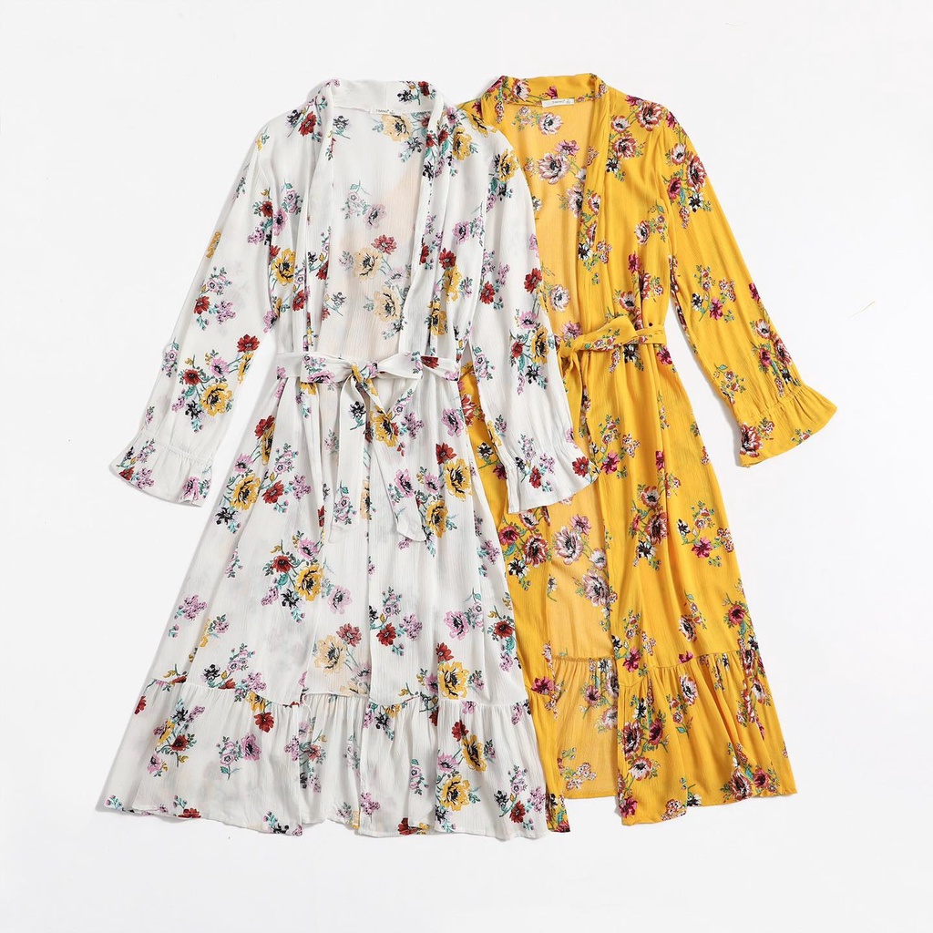 Áo khoác ngoài kimono timinggg visco hoa Kami