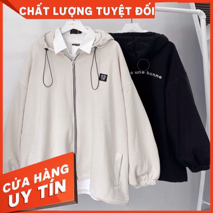 áo khoác con bò đen 2 màu đen+ kem ảnh thật unisex ( nam nữ mặc đều được ) - Hàng nhập khẩu