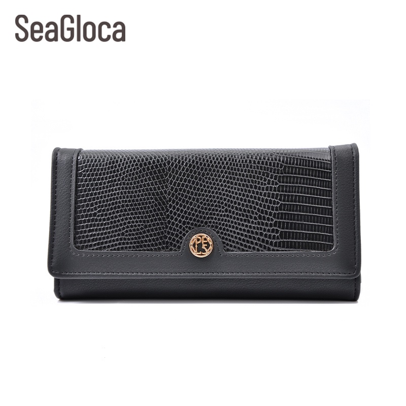 Sealoca Ví Dài Gập Đôi Phiên Bản Hàn Quốc Tương Phản Thời Trang Mới Cho Nữ