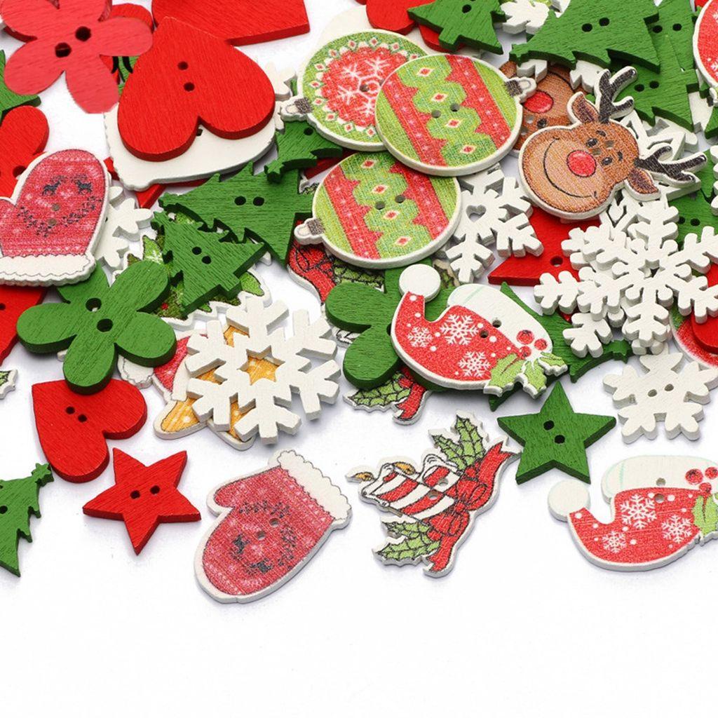 Nút Gỗ Trang Trí Giáng Sinh Có Lỗ Treo Thủ Công Cho Trẻ Em