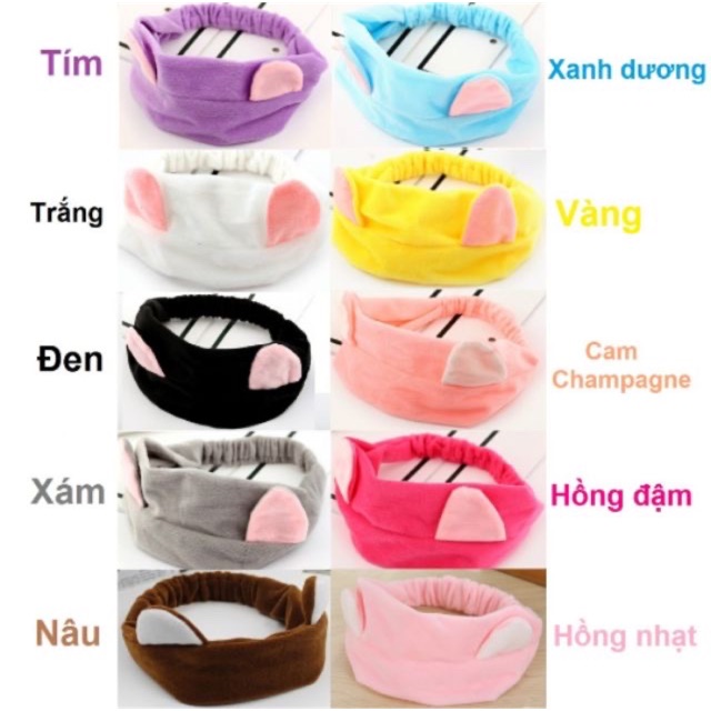 Headband Băng Đô Nữ Tai Mèo Ulzzang Hàn Quốc Nhiều Màu Sắc Cực Xinh Xắn