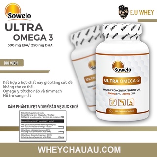 ULTRA OMEGA 3 (500mg EPA, 250mg DHA) (100 viên) SOWELO NUTRITION, SẢN PHẨM HỖ TRỢ TIM MẠCH VÀ TĂNG SỨC ĐỀ KHÁNG