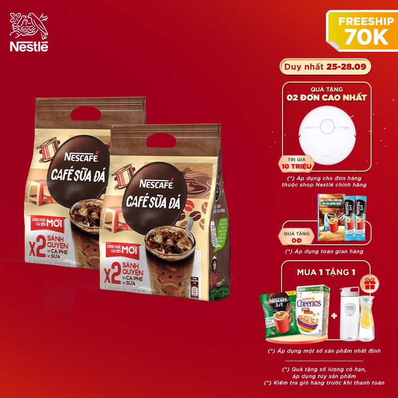 Combo 2 bịch Nescafé cà phê sữa đá (bịch 25 gói x 24 g)