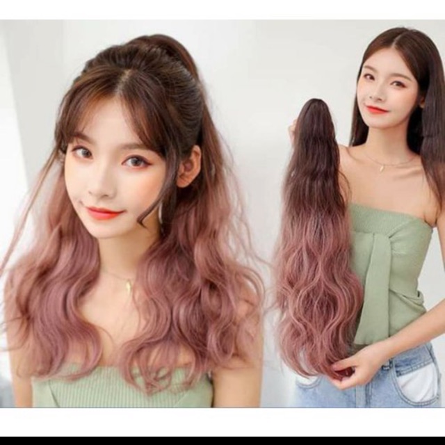 Tóc giả ngoặm ❤️FREESHIP❤️ngoặm omber hồng- ngoặm mini