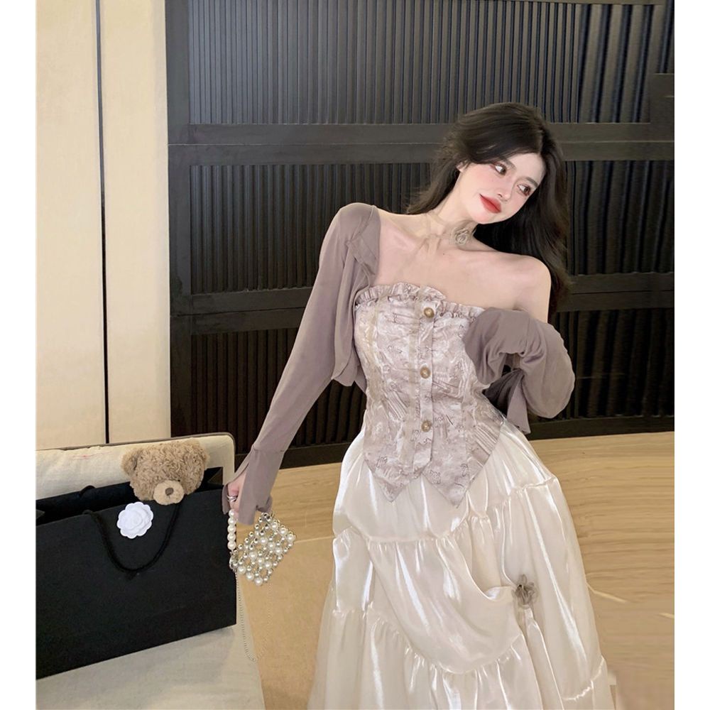 Đầm Ống Lửng Phối Lưới Màu Trơn Phong Cách Pháp Thời Trang Mùa Hè Cho Nữ