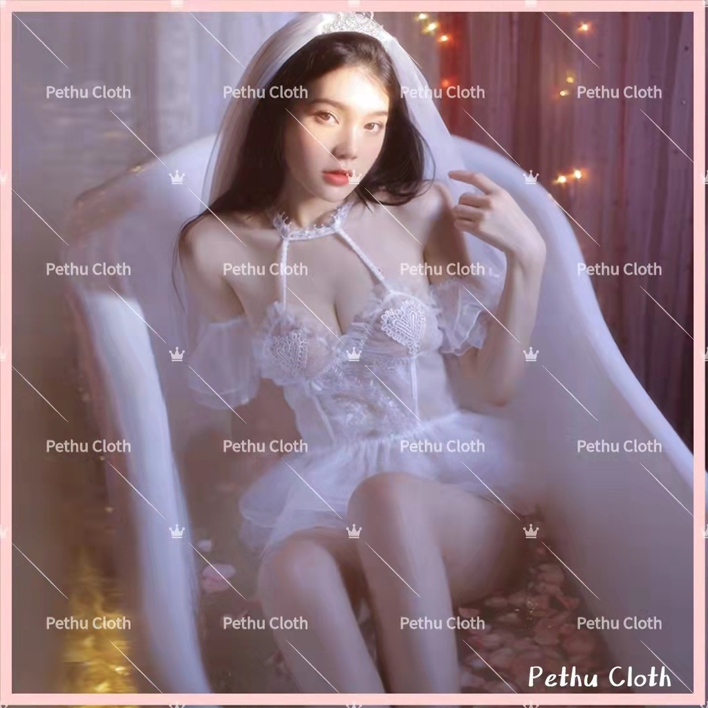 （quà cưới）👰Hàng sẵn gửi ngay👰Đồ ngủ sexy nữ️👰cô dâu đầm ngủ 2 dây ren quyến rũ gợi cảm Freesize- 40-65kg-014 | BigBuy360 - bigbuy360.vn