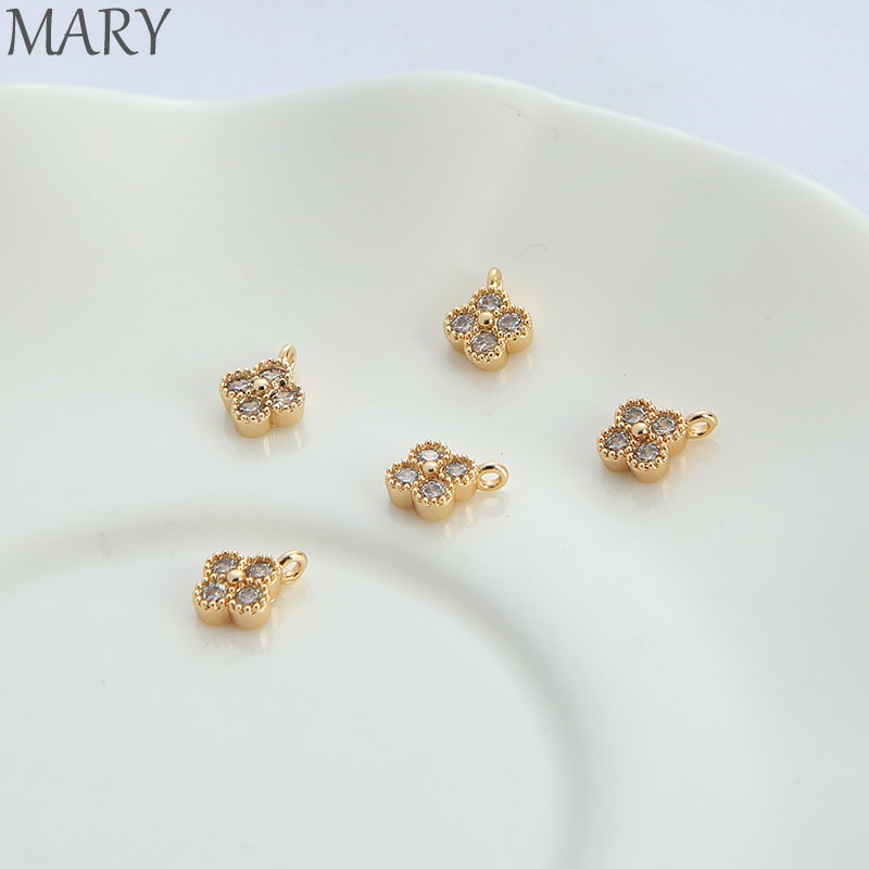 Bộ Phụ Kiện Làm Trang Sức Thủ Công Hình Cỏ Bốn Lá Bằng Đồng 14K diy