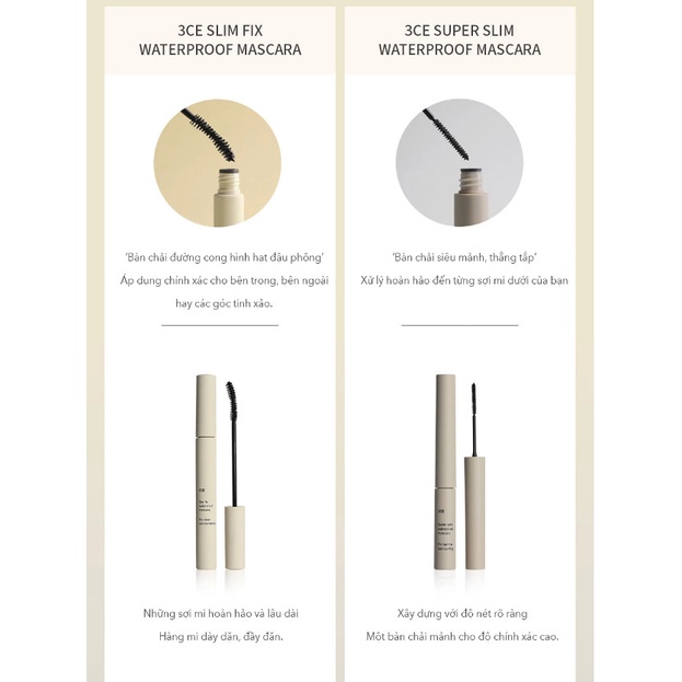 Chuốt Mi Chống Thấm Nước 3CE Slim Waterproof Mascara 6.5g