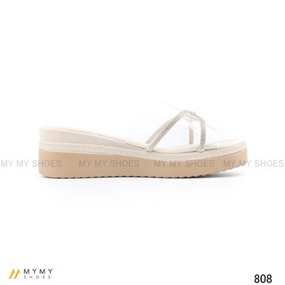 Dép xuồng da lì quai trong 5p my my shoes 808
