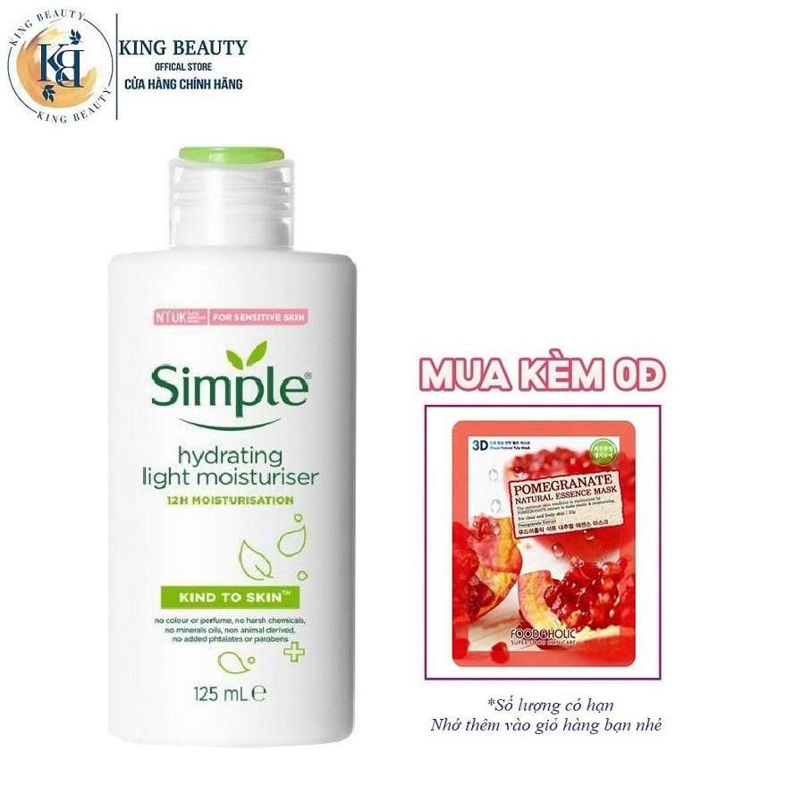 Sữa Dưỡng Ẩm, Ngăn Lão Hóa Và Tái Tạo Da Sáng Khỏe Simple Kind To Skin Hydrating Light Moisturiser 125ml