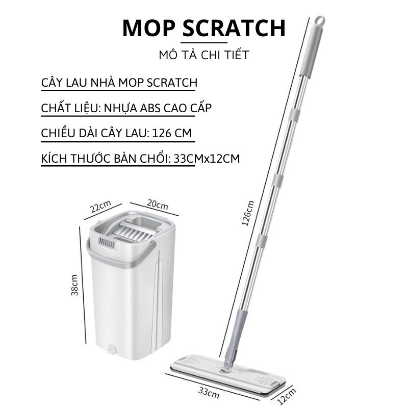 Cây lau nhà thông minh kèm thùng 2 ngăn tự vắt chổi xoay 360 độ linh hoạt lau siêu sạch