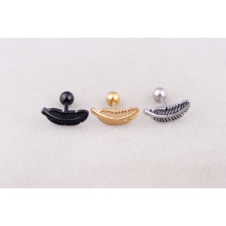 Thép không gỉ Feather Barbell Ear sụn Helix vành Stud Earring Piercing