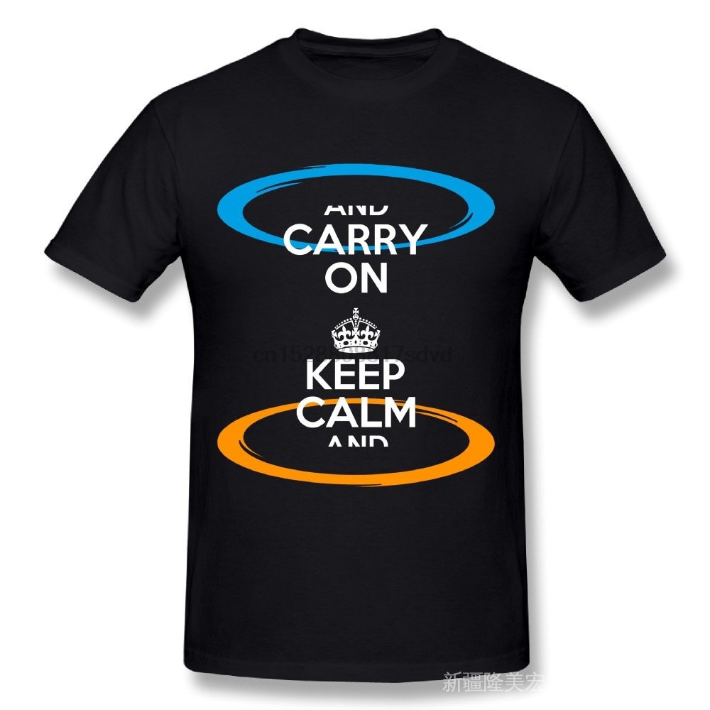 Áo Thun Ngắn Tay In Chữ Keep Calm And Portal Phong Cách Châu Âu Hàng Ngày Cho Nam