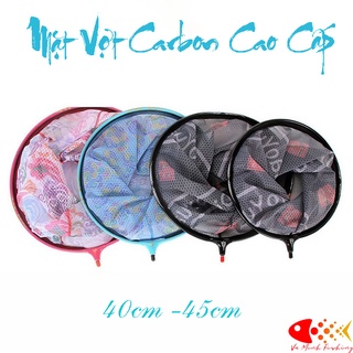  Mặt Vợt Cá Carbon vành tròn 40cm 45cm Chuyên Câu Đơn Câu Đài 